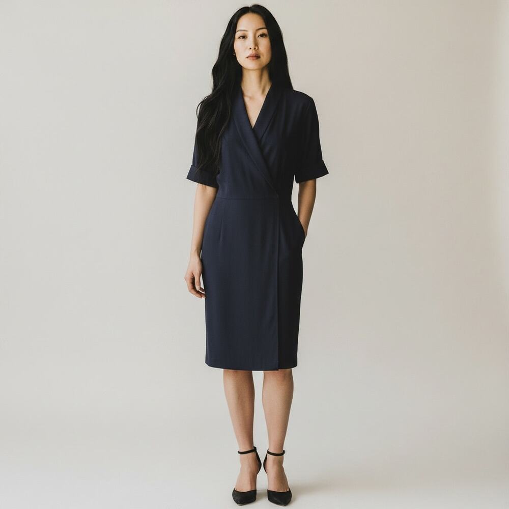 MM LaFleur Black The Tory Dress LBD Wrap Size 6